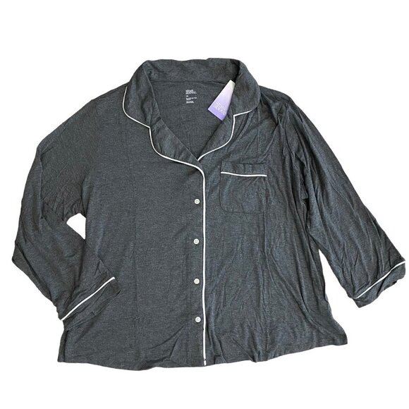 Stars Above Womens Gray Long Sleeve Top and Pants Pajama Set Plus Size 1X 2X 3X - Picture 3 of 10